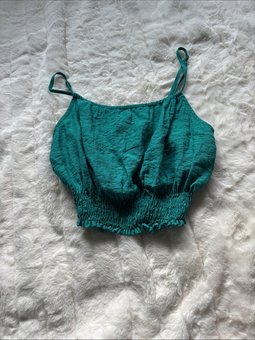Sky and Sparrow Teal Smocked Waist Camisole
